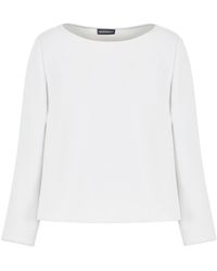 Emporio Armani - Bow-detailed Crepe Blouse - Lyst