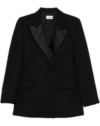 P.A.R.O.S.H. - Satin-Lapel Double-Breasted Jacket - Lyst