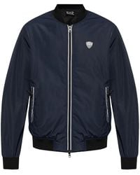 EA7 - Logo-Patch Bomber Jacket - Lyst