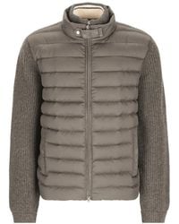 Herno - Quilted-Panel Ribbed-Knit Jacket - Lyst