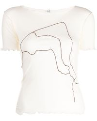 Baserange - Embroidered-detail Organic Cotton T-shirt - Lyst