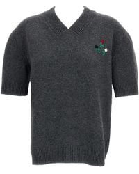 Marni - Floral-Embroidered V-Neck Sweater - Lyst