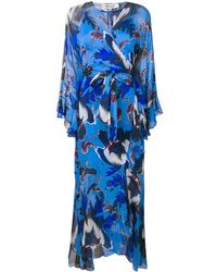 Diane von Furstenberg Floral Print Long Dress - Blauw