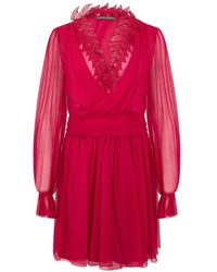 Alberta Ferretti - Long-Sleeve Mini Dress - Lyst