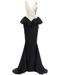 Gemy Maalouf - Plunging V-Neck Embroidered Maxi Dress - Lyst