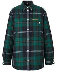 Burberry - Karierte Hemdjacke Mit Logo-Stickerei - Lyst