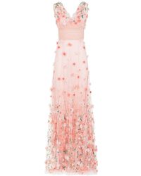 Dolce & Gabbana Long Dress In Tulle With Sequins And Mini Hand-embroidered  Flowers in Pink | Lyst
