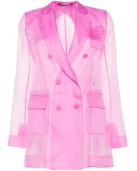 Max Mara - Negra Silk Organza Blazer de doble pecho - Lyst