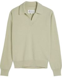 Maison Margiela - V-Neck Knitted Polo Top - Lyst