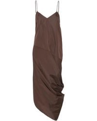 St. Agni - Paper-Taffeta Drape-Detail Midi Dress - Lyst