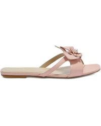 Genny - Flower-Embellished Leather Sandals - Lyst