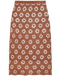 Calle Del Mar - Floral-Crochet Straight Midi Skirt - Lyst