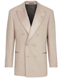 Brunello Cucinelli - Silk One-And-A-Half Breasted Tuxedo Jacket With Peak Lapels - Lyst