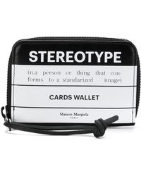 Maison Margiela PORTAFOGLIO ZIP AROUND IN PELLE CON LETTERING - Nero