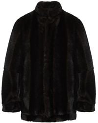 MM6 by Maison Martin Margiela - Faux-Fur High-Collar Jacket - Lyst