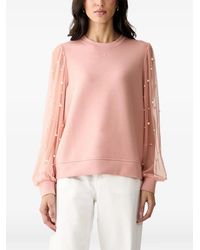 KARL LAGERFELD - Pearl-Embellished Tulle-Sleeve Sweatshirt - Lyst