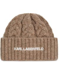 KARL LAGERFELD - K/Essential Cable Knit Beanie - Lyst