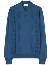 RETORI - Argyle-Knit Long-Sleeve Polo Shirt - Lyst