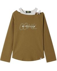 Mini Cream - Waffle-Knit Off-Shoulder Top - Lyst