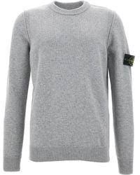 Stone Island - Trui Met Ronde Hals En Logopatch - Lyst