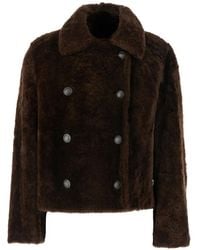 Brunello Cucinelli - Double-Breasted Shearling Coat - Lyst