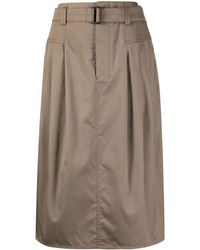 Lemaire - Belted-waist Pleated Midi Skirt - Lyst