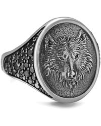 David Yurman - Petrvs Wolf Sterlingsilber-Siegelring Mit Diamanten (21,5Mm) - Lyst