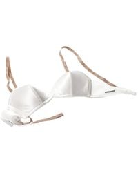 Miu Miu - Logo-Patch Satin Bra - Lyst