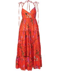 Erdem - Gestuftes Kleid mit Blumen-Print - Lyst
