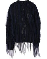 PAULINE DUJANCOURT - Tulle-Panelled Frayed Jacket - Lyst