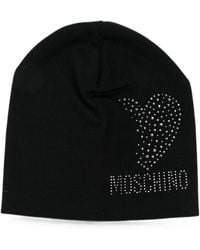 Moschino - Crystal-Embellished Heart Beanie Hat - Lyst