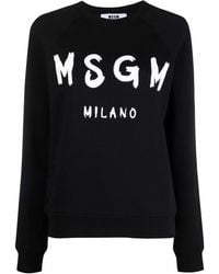 MSGM - Logo-Print Crew Neck Sweatshirt - Lyst