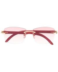 Cartier Rimless Rectangle-frame Sunglasses - Pink