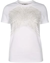 Elisabetta Franchi - Jersey T-Shirt With Embroidered Crystals - Lyst