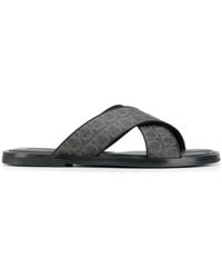 Ferragamo - Gancini Leather Pool Slides - Lyst