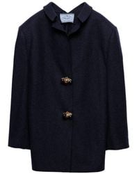 Prada - Shetland Wool Jacket With Jewel Buttons - Lyst
