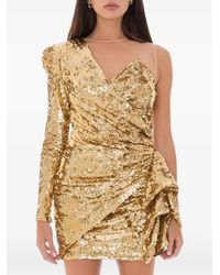Elisabetta Franchi - Sequin-Embellished One-Shoulder Mini Dress - Lyst