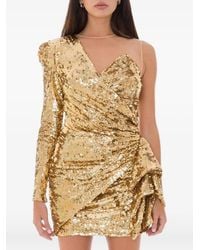 Elisabetta Franchi - Sequin-Embellished One-Shoulder Mini Dress - Lyst