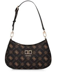 Guess - Emelie Monogram-Print Logo-Plaque Shoulder Bag - Lyst