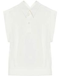 Issey Miyake - Collar Sleeveless Top - Lyst