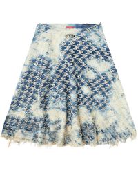DIESEL - Falda vaquera con motivo pied de poule - Lyst