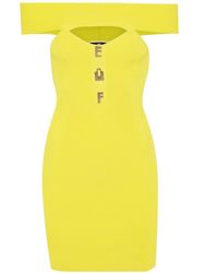 Elisabetta Franchi - Off-Shoulder Ribbed Mini Dress - Lyst