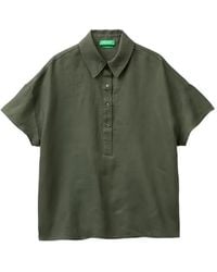 Benetton - Short-Sleeved Linen Blouse - Lyst