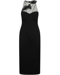 David Koma - Leaf-Appliqué Mesh-Panel Midi Dress - Lyst