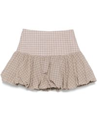 Pink - Geruite Mini-Rok - Lyst