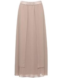 Peserico - Jupe Mi-Longue À Design Superposé Et Taille Élastiquée - Lyst