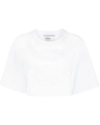Stella McCartney - Flocked-logo Cropped T-shirt - Lyst