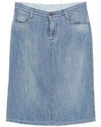Ermanno Scervino - Herringbone-Pattern Midi Denim Skirt - Lyst