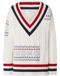 Thom Browne - Merino-Wool Fair Isle Cable-Knit Pullover - Lyst