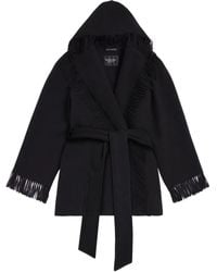 Balenciaga - Fringed-Edge Hooded Cardi-Coat - Lyst